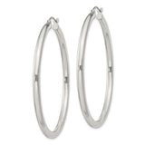 Sterling Silver Large Hoop Earrings, Classic Round Tube Design, Polished Finish, Lightweight Style