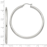 Sterling Silver Large Hoop Earrings, Classic Round Tube Design, Polished Finish, Lightweight Style