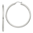 Sterling Silver Large Hoop Earrings, Classic Round Tube Design, Polished Finish, Lightweight Style