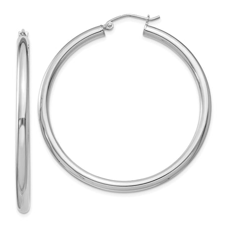 Sterling Silver Hoop Earrings, Polished Lightweight Tube Style, Classic Round Minimalist Design