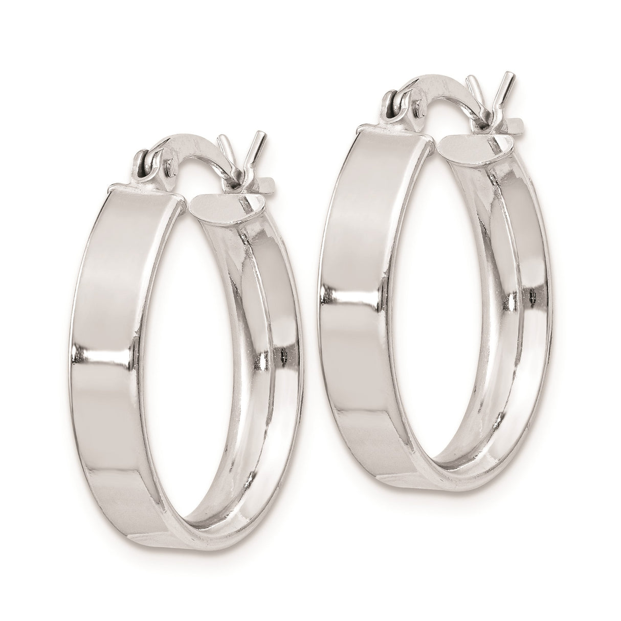 Sterling Silver Hoop Earrings, Polished Finish, Hinged Clasp, Classic Round Minimalist Design
