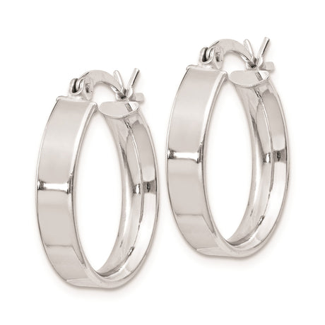 Sterling Silver Hoop Earrings, Polished Finish, Hinged Clasp, Classic Round Minimalist Design
