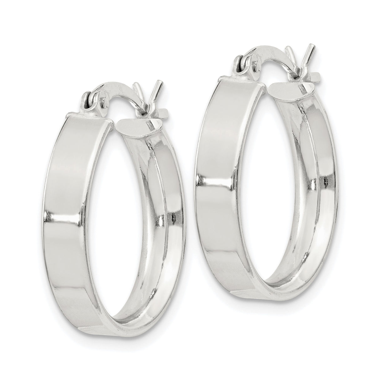 Sterling Silver Hoop Earrings, Polished Smooth Round Minimalist Design for Women