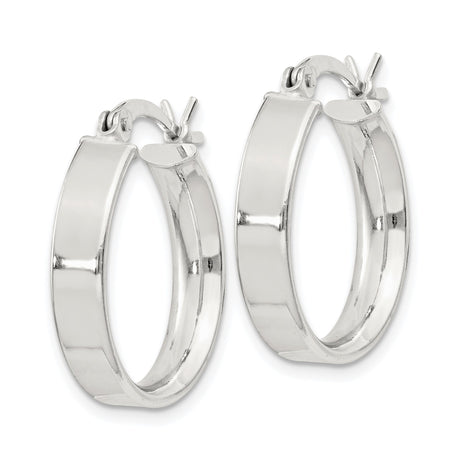 Sterling Silver Hoop Earrings, Polished Smooth Round Minimalist Design for Women