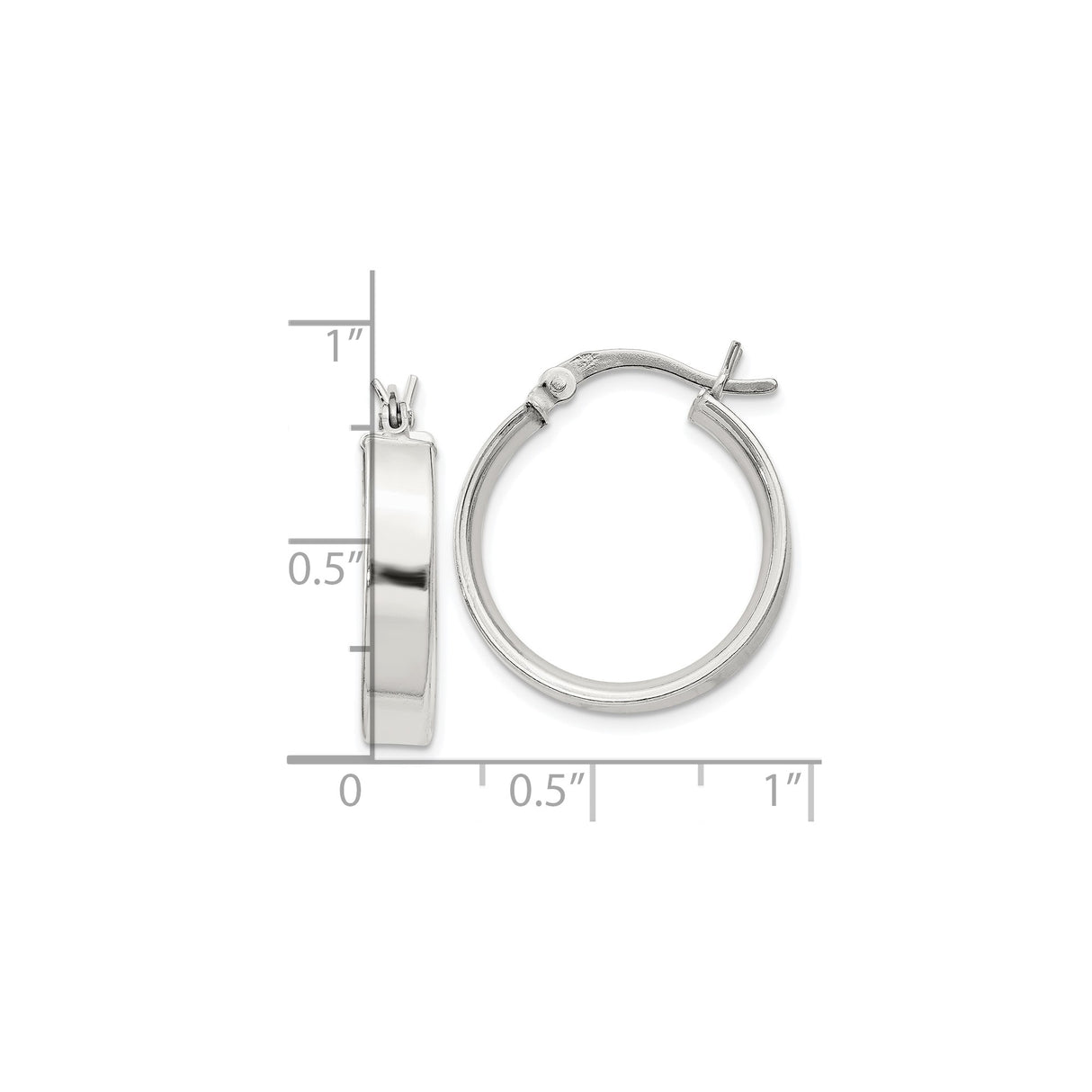Sterling Silver Hoop Earrings, Polished Smooth Round Minimalist Design for Women