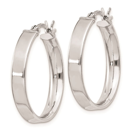 Sterling Silver Hoop Earrings, Rhodium Plated with Latch Back Closure, Minimalist Round Design