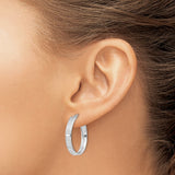 Sterling Silver Hoop Earrings, Rhodium Plated with Latch Back Closure, Minimalist Round Design