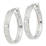 Sterling Silver Hoop Earrings with Flat Edge Design and Polished Finish