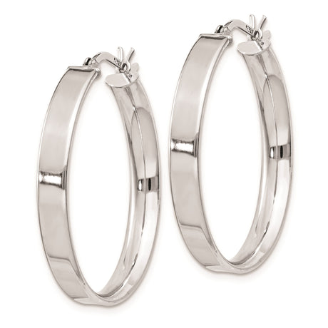 Sterling Silver Hoop Earrings with Smooth Shiny Finish, Classic Minimalist Latch-Back Design