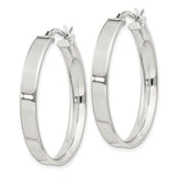 Sterling Silver Hoop Earrings, High Polish Round Hoops with Latch Back Closure