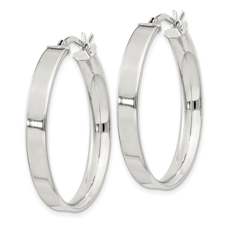 Sterling Silver Hoop Earrings, High Polish Round Hoops with Latch Back Closure