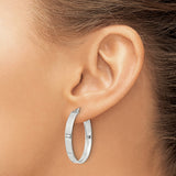 Sterling Silver Hoop Earrings, High Polish Round Hoops with Latch Back Closure
