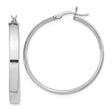 Sterling Silver Hoop Earrings with Latch-Back Closure, Square Tube Design, Polished Finish