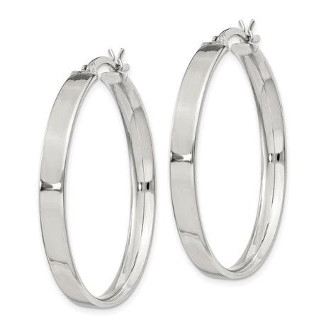 Sterling Silver Hoop Earrings, Polished Finish, Classic Round Latch-Back Style for Women