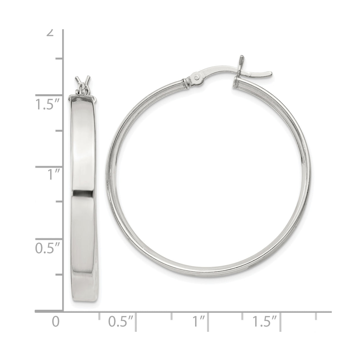 Sterling Silver Hoop Earrings, Polished Finish, Classic Round Latch-Back Style for Women