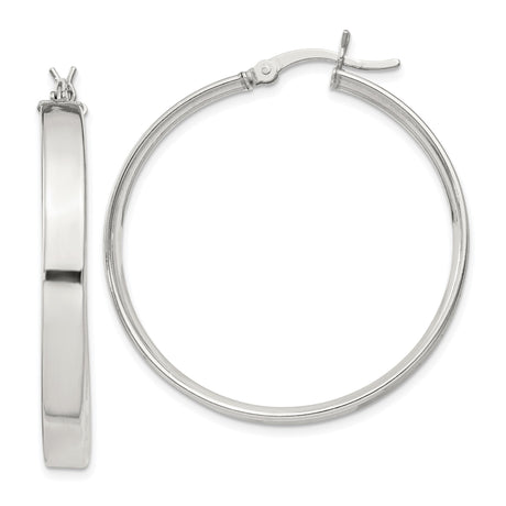 Sterling Silver Hoop Earrings, Polished Finish, Classic Round Latch-Back Style for Women