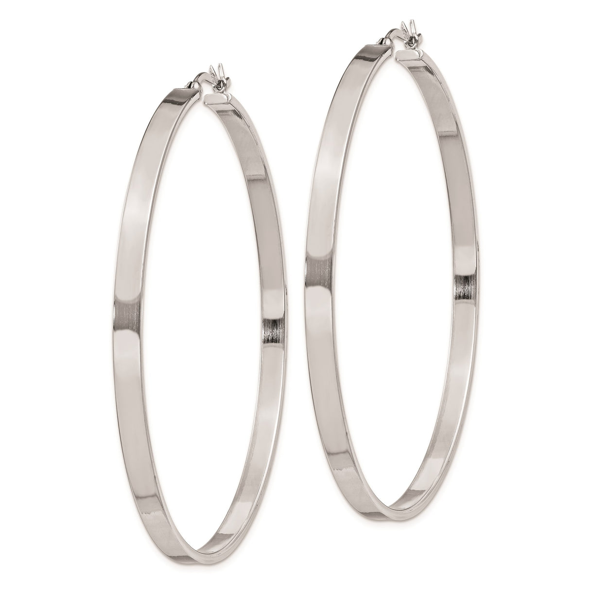 Sterling Silver Hoop Earrings, Large Lightweight Round Hoops with High Polish Finish