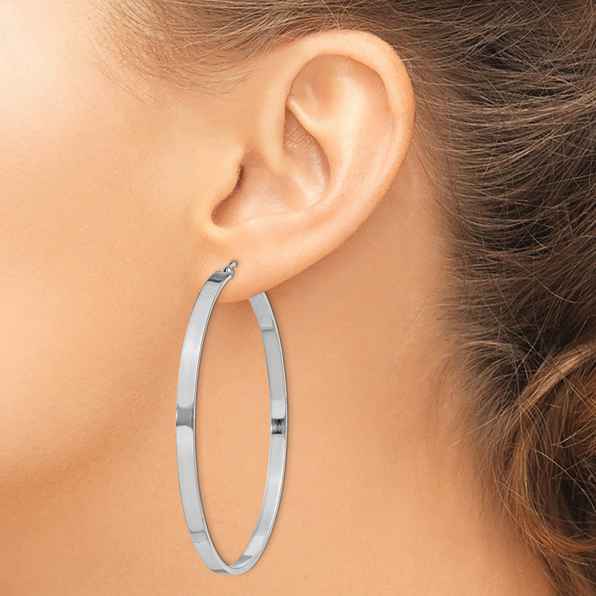 Sterling Silver Hoop Earrings, Large Lightweight Round Hoops with High Polish Finish