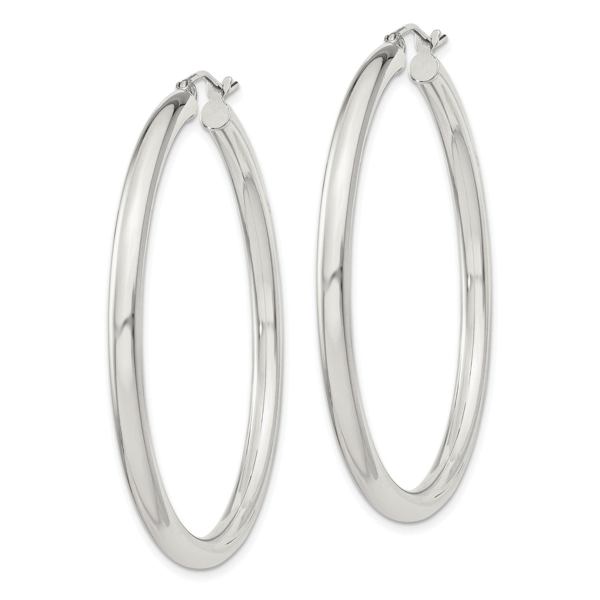 Sterling Silver Hoop Earrings, Classic Round Polished Design, Lightweight Minimalist Style for Women