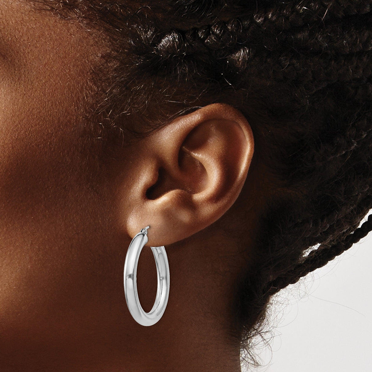 Sterling Silver Hoop Earrings, Polished Rounded Tube Design, Lightweight Minimalist Style for Women