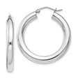 Sterling Silver Hoop Earrings, Polished Rounded Tube Design, Lightweight Minimalist Style for Women