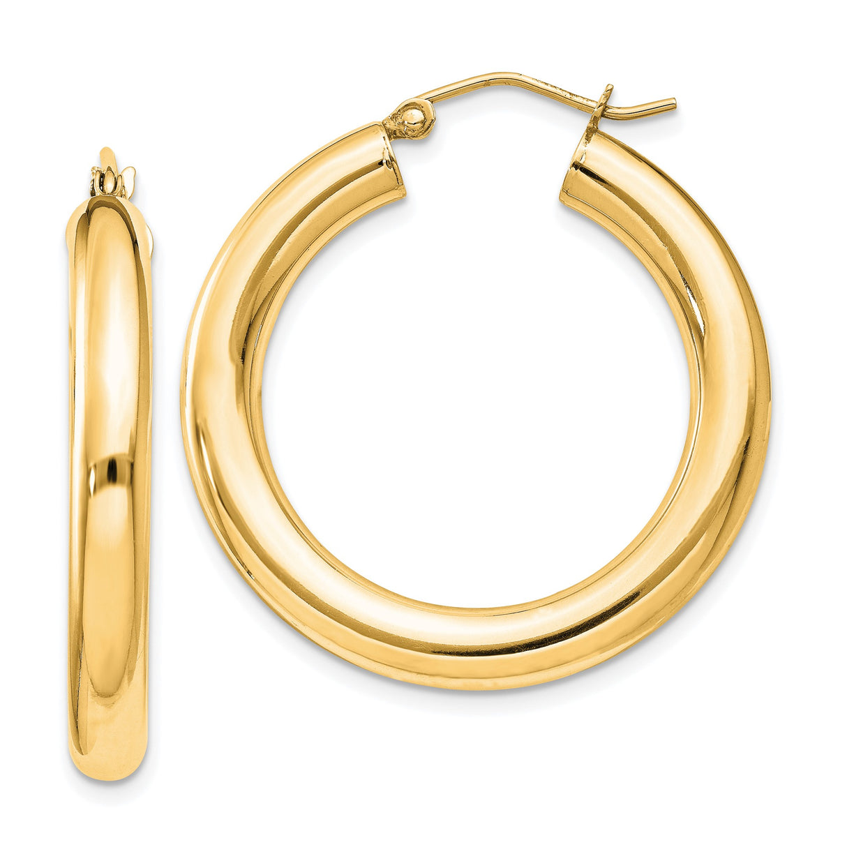 Sterling Silver Hoop Earrings, Polished Gold-Tone Finish, Smooth Lightweight Minimalist Style