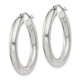 Sterling Silver Hoop Earrings, Classic Round Polished Design, Lightweight Minimalist Style