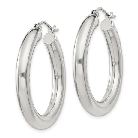 Sterling Silver Hoop Earrings, Classic Round Polished Design, Lightweight Minimalist Style
