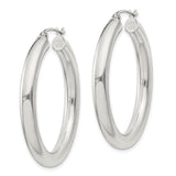 Sterling Silver Hoop Earrings, Medium Size Classic Round Hoops with High Polish Finish