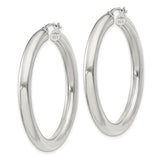 Sterling Silver Hoop Earrings, Classic Polished Round Design, Minimalist Everyday Style