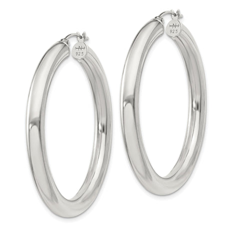 Sterling Silver Hoop Earrings, Classic Polished Round Design, Minimalist Everyday Style