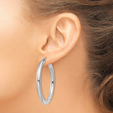 Sterling Silver Hoop Earrings, Medium to Large Lightweight Polished Rhodium-Plated Hoops for Women