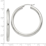 Sterling Silver Hoop Earrings with Smooth Polished Finish, Classic Round Latch Back Design
