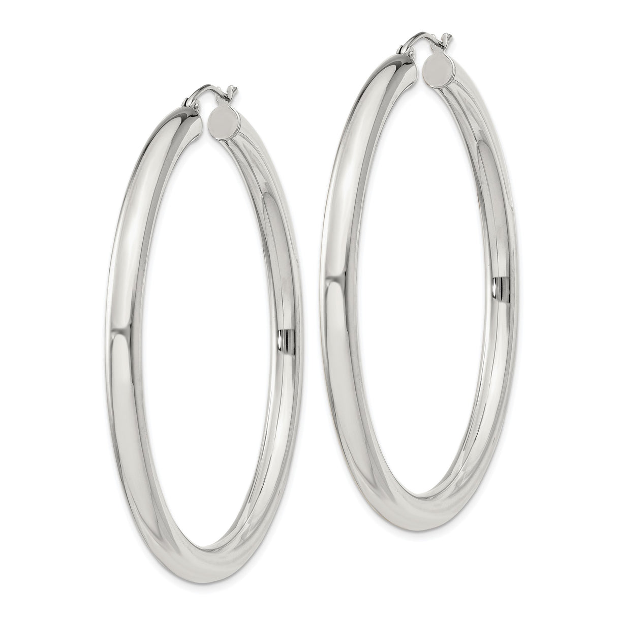 Sterling Silver Hoop Earrings, Polished Smooth Rounded Design, Minimalist Everyday Style