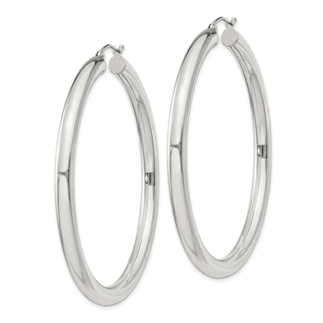 Sterling Silver Hoop Earrings, Polished Smooth Rounded Design, Minimalist Everyday Style