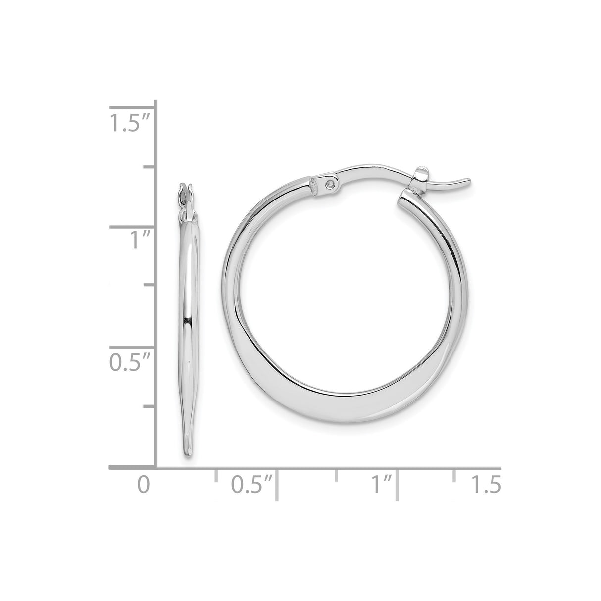 Sterling Silver Hoop Earrings with Polished Finish, Medium Size, Seamless Classic Latch-Back Design