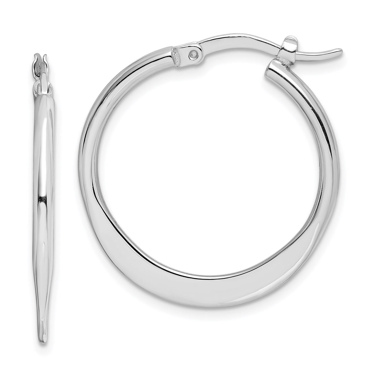 Sterling Silver Hoop Earrings with Polished Finish, Medium Size, Seamless Classic Latch-Back Design