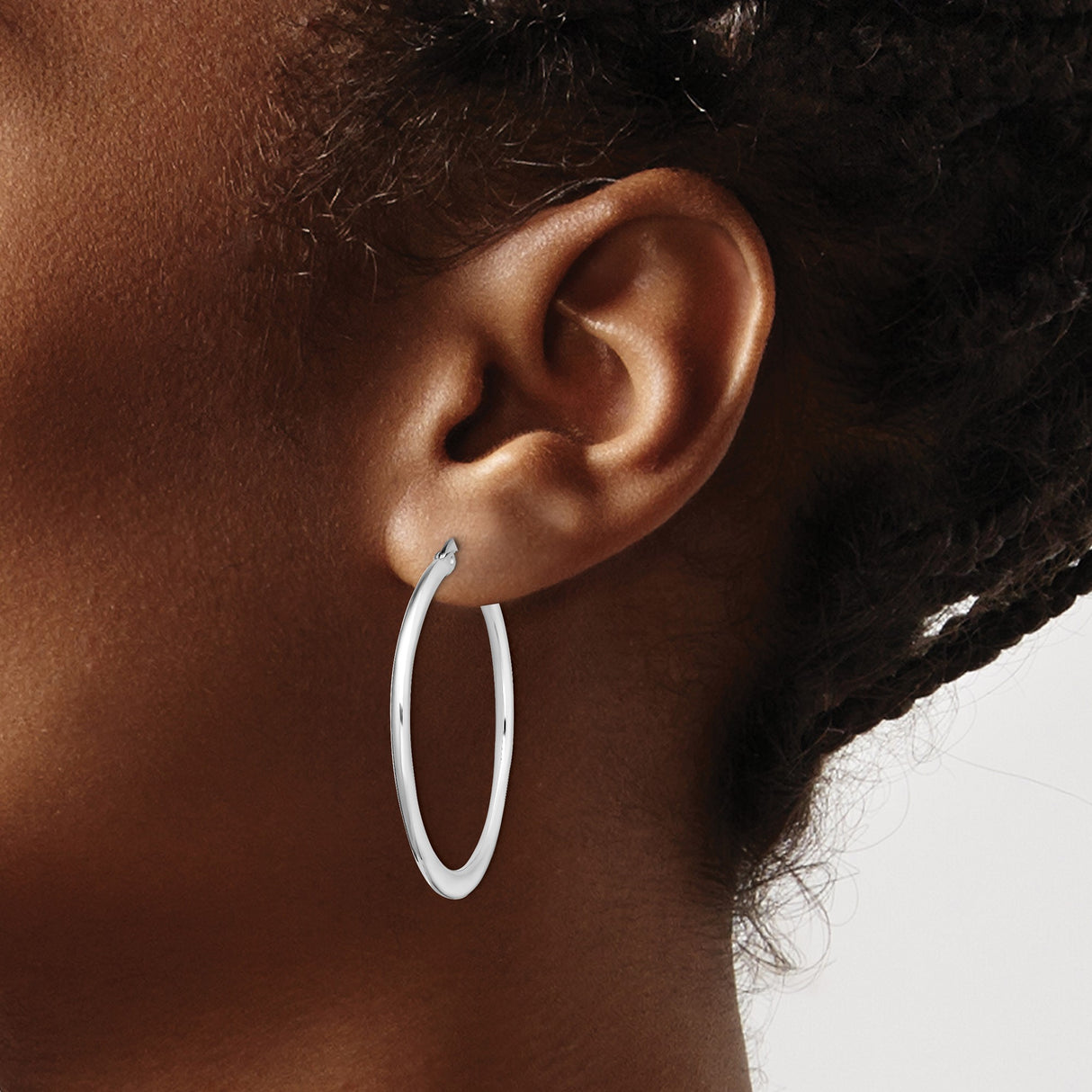 Sterling Silver Hoop Earrings, Smooth Tapered Design, Polished Minimalist Medium Round Style