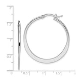 Sterling Silver Hoop Earrings, Smooth Tapered Design, Polished Minimalist Medium Round Style
