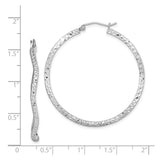 Sterling Silver Hoop Earrings, Large Twisted Hoops with Diamond-Cut Textured Finish