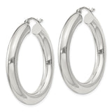 Sterling Silver Hoop Earrings, Thick Tubular Round Design, Polished Minimalist Style for Women