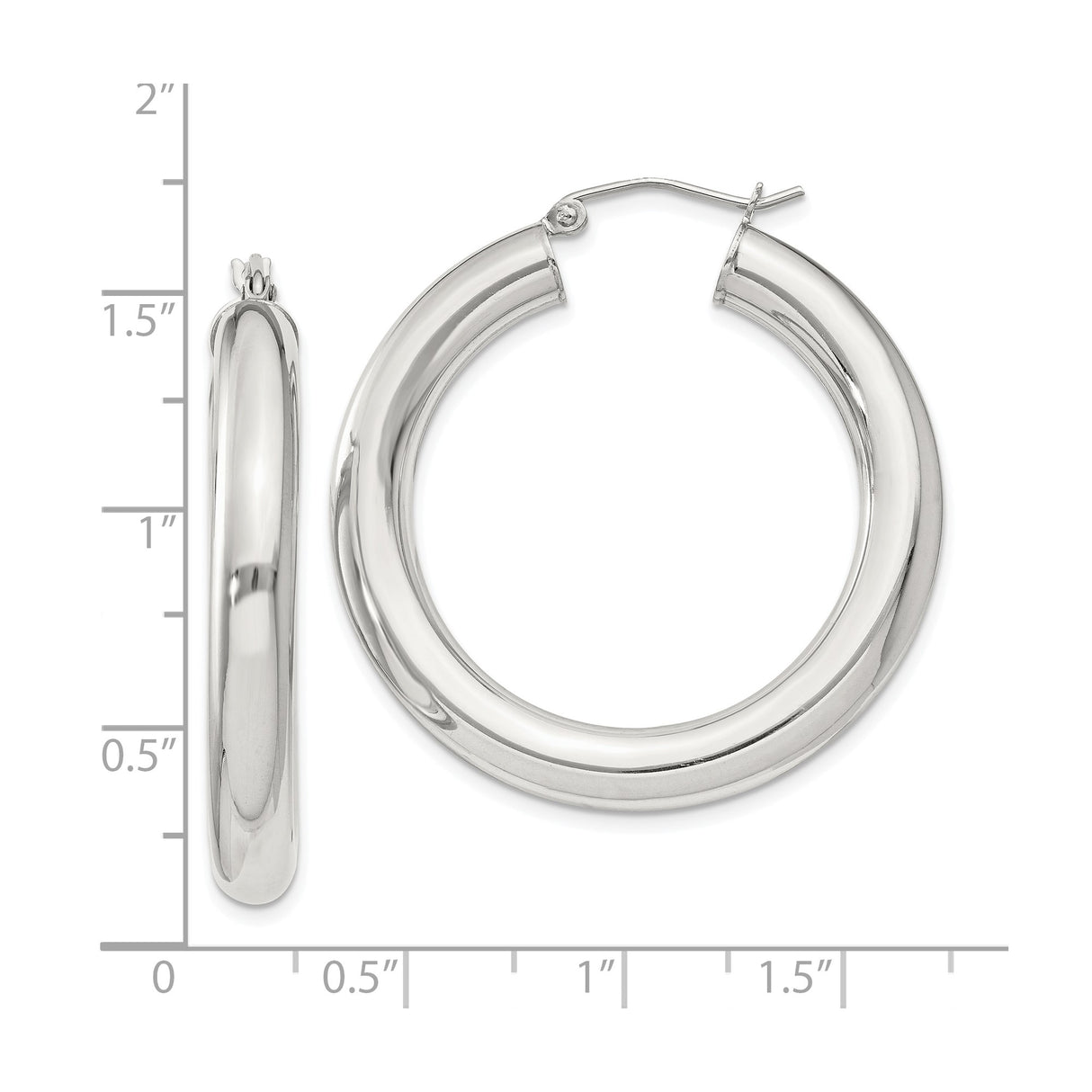 Sterling Silver Hoop Earrings, Thick Tubular Round Design, Polished Minimalist Style for Women