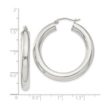 Sterling Silver Hoop Earrings, Thick Tubular Round Design, Polished Minimalist Style for Women
