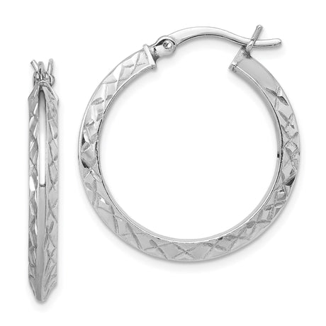 Sterling Silver Hoop Earrings, Diamond-Cut Knife Edge Tube, Lightweight Round Design for Women