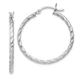 Sterling Silver Twisted Rope Hoop Earrings, Medium Size Polished Tube Style for Women