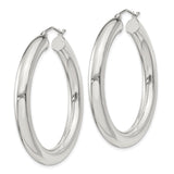 Sterling Silver Hoop Earrings, Thick Round High Polish Hoops, Minimalist Classic Design for Women
