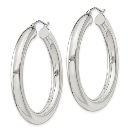 Sterling Silver Hoop Earrings, Thick Round High Polish Hoops, Minimalist Classic Design for Women