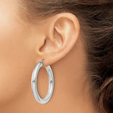 Sterling Silver Hoop Earrings, Thick Round High Polish Hoops, Minimalist Classic Design for Women