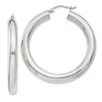 Sterling Silver Hoop Earrings, Thick Round High Polish Hoops, Minimalist Classic Design for Women