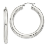 Sterling Silver Hoop Earrings, Thick Round High Polish Hoops, Minimalist Classic Design for Women